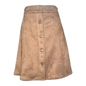 Chaps 8 Faux Suede A-Line Button Skirt